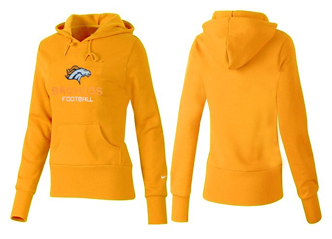 Nike Broncos Team Logo Yellow Women Pullover Hoodies 03