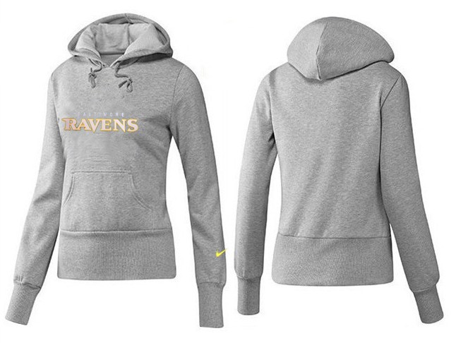 Nike Ravens Team Logo Grey Women Pullover Hoodies 01