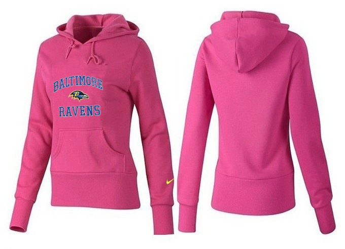 Nike Ravens Team Logo Pink Women Pullover Hoodies 01