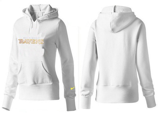 Nike Ravens Team Logo White Women Pullover Hoodies 01
