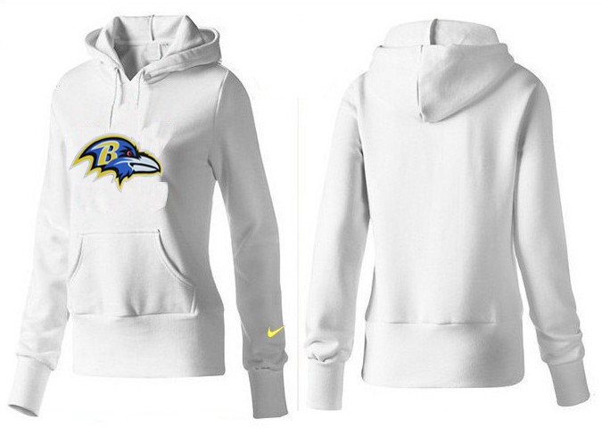 Nike Ravens Team Logo White Women Pullover Hoodies 04