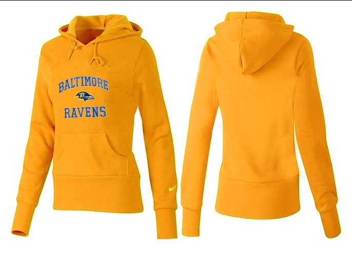 Nike Ravens Team Logo Yellow Women Pullover Hoodies 03