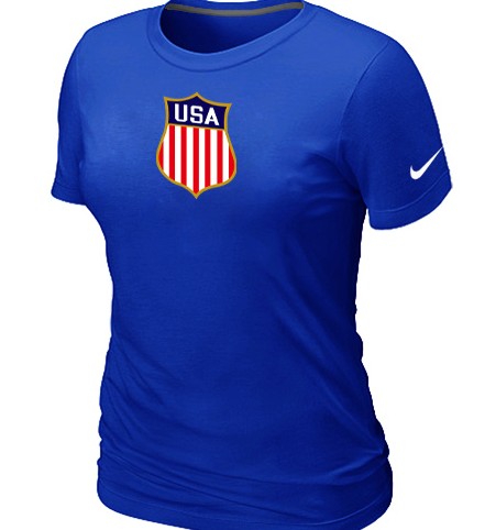 Nike Team USA Hockey Winter Olympics KO Collection Locker Room Women T Shirt Blue - Click Image to Close