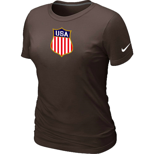 Nike Team USA Hockey Winter Olympics KO Collection Locker Room Women T Shirt Brown