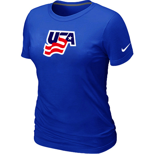Nike USA Graphic Legend Performance Collection Locker Room Women T Shirt Blue