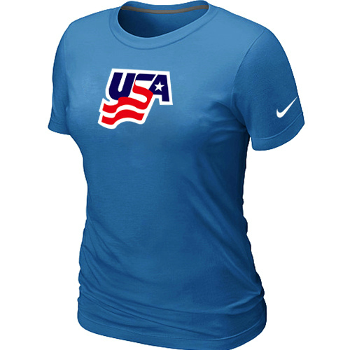 Nike USA Graphic Legend Performance Collection Locker Room Women T Shirt L.blue