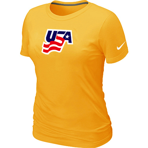 Nike USA Graphic Legend Performance Collection Locker Room Women T Shirt Yellow
