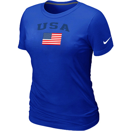 Nike USA Olympics USA Flag Collection Locker Room Women T Shirt Blue