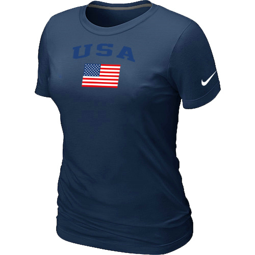 Nike USA Olympics USA Flag Collection Locker Room Women T Shirt D.Blue