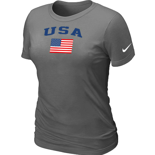Nike USA Olympics USA Flag Collection Locker Room Women T Shirt D.Grey