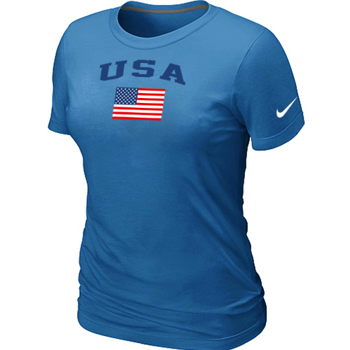 Nike USA Olympics USA Flag Collection Locker Room Women T Shirt L.blue