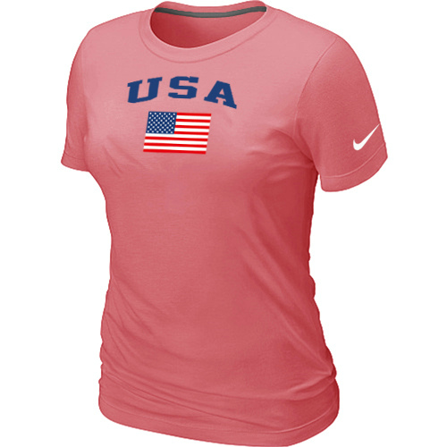 Nike USA Olympics USA Flag Collection Locker Room Women T Shirt Pink