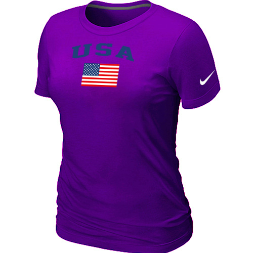 Nike USA Olympics USA Flag Collection Locker Room Women T Shirt Purple