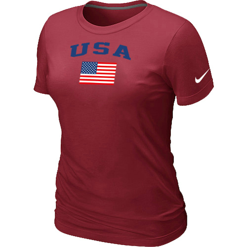 Nike USA Olympics USA Flag Collection Locker Room Women T Shirt Red