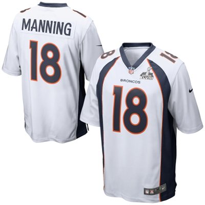 Nike Broncos 18 Manning White 2014 Super Bowl XLVIII Jerseys