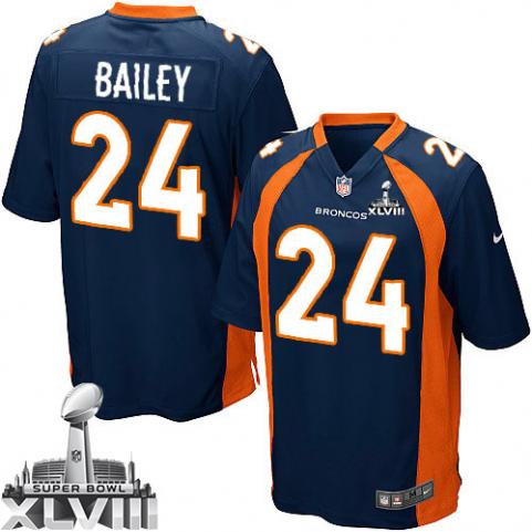 Nike Broncos 24 Bailey Blue Game 2014 Super Bowl XLVIII Jerseys