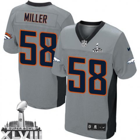 Nike Broncos 58 Miller Grey Game 2014 Super Bowl XLVIII Jerseys