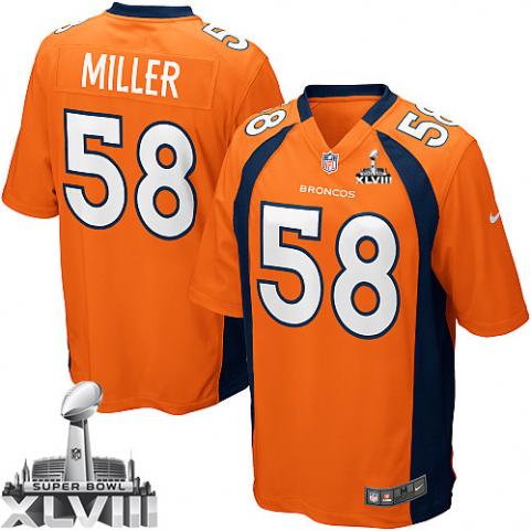Nike Broncos 58 Miller Orange Game 2014 Super Bowl XLVIII Jerseys