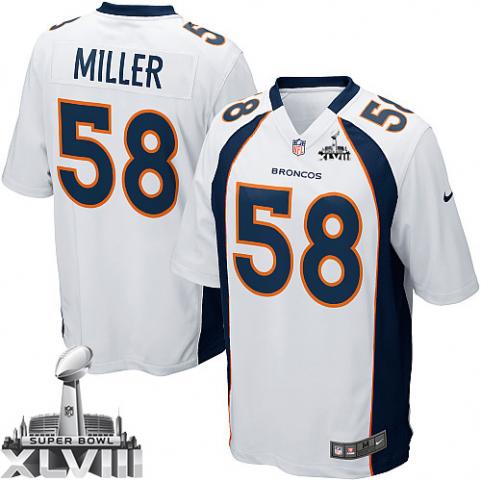 Nike Broncos 58 Miller White Kids Game 2014 Super Bowl XLVIII Jerseys - Click Image to Close