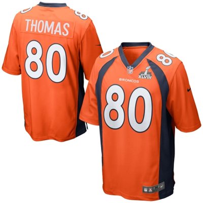 Nike Broncos 80 Thomas Orange Game 2014 Super Bowl XLVIII Jerseys