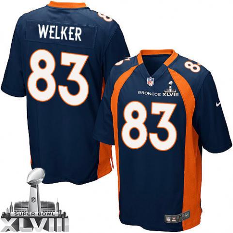 Nike Broncos 83 Welker Blue Game 2014 Super Bowl XLVIII Jerseys