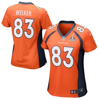 Nike Broncos 83 Welker Orange Women Game 2014 Super Bowl XLVIII Jerseys