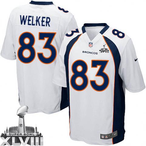 Nike Broncos 83 Welker White Game 2014 Super Bowl XLVIII Jerseys