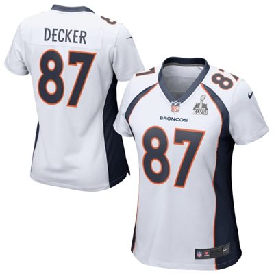 Nike Broncos 87 Decker White Women Game 2014 Super Bowl XLVIII Jerseys
