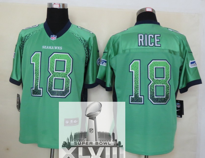 Nike Seahawks 10 Rice Green Drift Fashion Elite 2014 Super Bowl XLVIII Jerseys