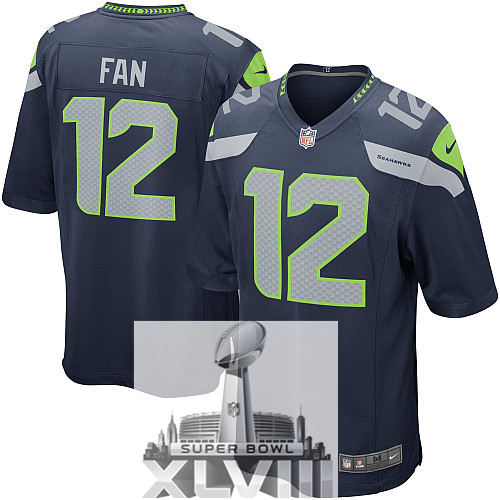 Nike Seahawks 12 Fan Blue Game 2014 Super Bowl XLVIII Jerseys - Click Image to Close