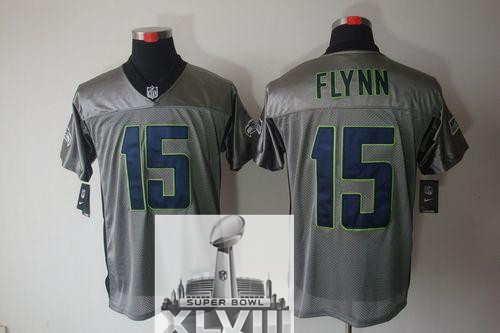 Nike Seahawks 15 Flynn Grey Elite 2014 Super Bowl XLVIII Jerseys
