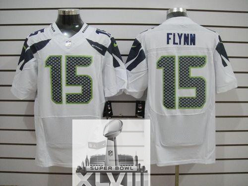 Nike Seahawks 15 Flynn White Elite 2014 Super Bowl XLVIII Jerseys