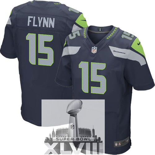 Nike Seahawks 15 Flynn Blue Elite 2014 Super Bowl XLVIII Jerseys