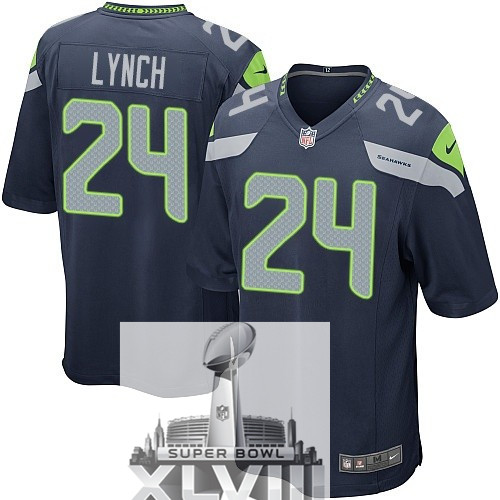 Nike Seahawks 24 Lynch Blue Game 2014 Super Bowl XLVIII Jerseys - Click Image to Close