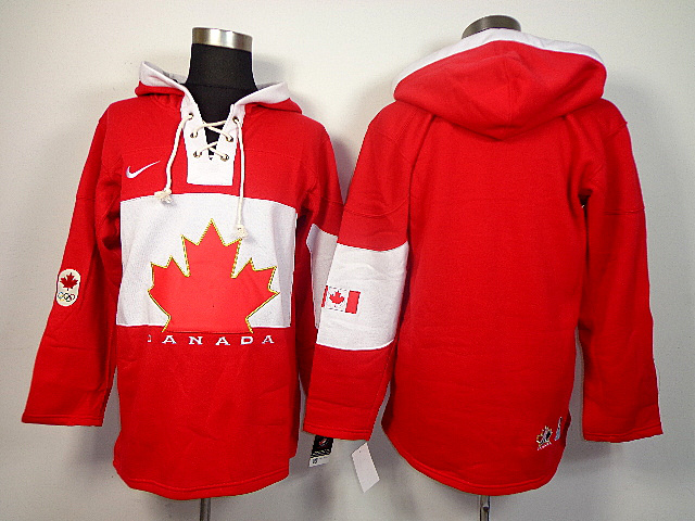 Canada Blank Red 2014 Olympics Hooded Jerseys