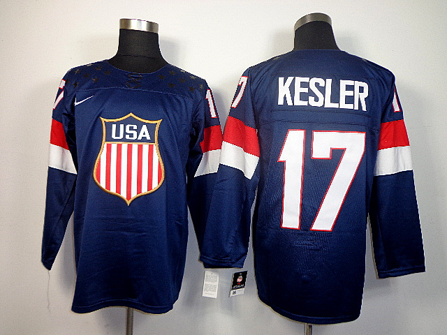 USA 17 Kesler Blue 2014 Olympics Jerseys