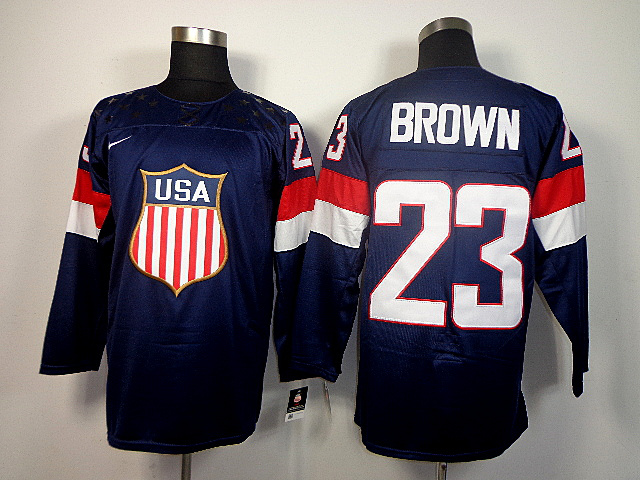 USA 23 Brown Blue 2014 Olympics Jerseys