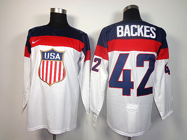 USA 42 Backes White 2014 Olympics Jerseys