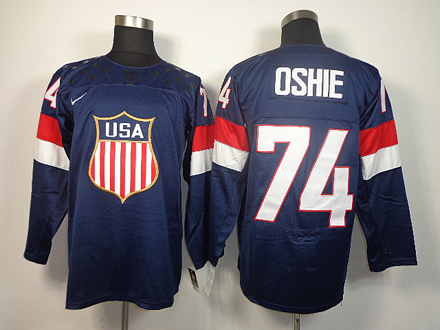 USA 74 Oshie Blue 2014 Olympics Jerseys