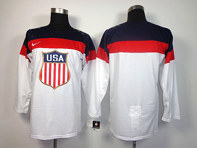USA Blank White 2014 Olympics Jerseys - Click Image to Close