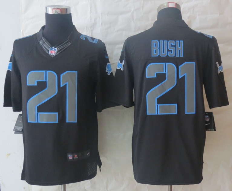 Nike Lions 21 Bush Black Impact Limited Jerseys
