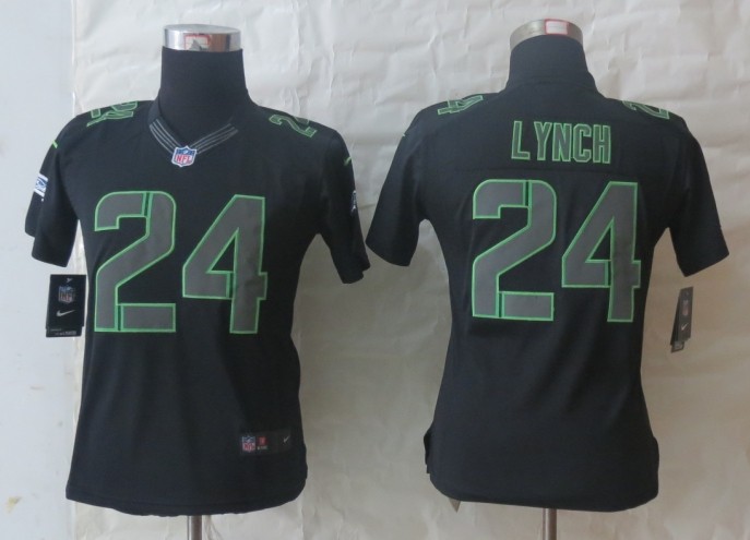 Nike Seahawks 24 Lynch Black Impact Women Limited Jerseys