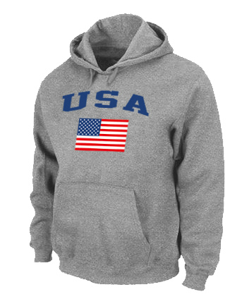 USA Olympics USA Flag Pullover Hoodie Grey Jerseys
