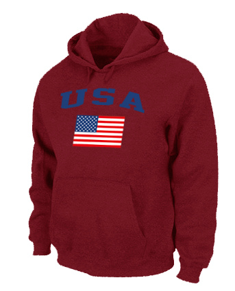 USA Olympics USA Flag Pullover Hoodie Red Jerseys
