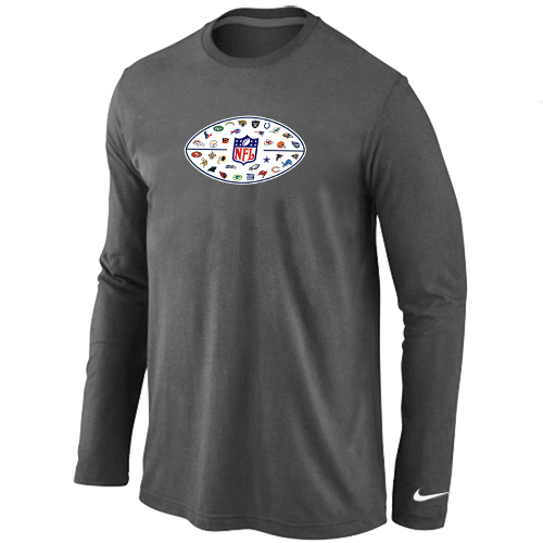 Nike NFL 32 Teams Logo Collection Locker Room Long Sleeve T Shirt D.Grey