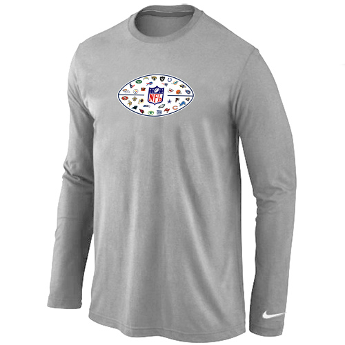 Nike NFL 32 Teams Logo Collection Locker Room Long Sleeve T Shirt L.Grey