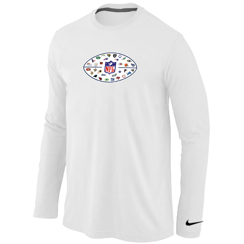 Nike NFL 32 Teams Logo Collection Locker Room Long Sleeve T Shirt White - Click Image to Close