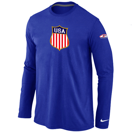 Nike Team USA Hockey Winter Olympics KO Collection Locker Room Long Sleeve T Shirt Blue