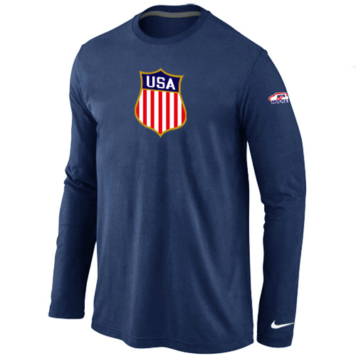 Nike Team USA Hockey Winter Olympics KO Collection Locker Room Long Sleeve T Shirt D.Blue