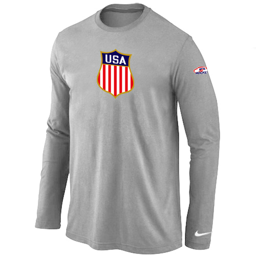 Nike Team USA Hockey Winter Olympics KO Collection Locker Room Long Sleeve T Shirt L.Grey